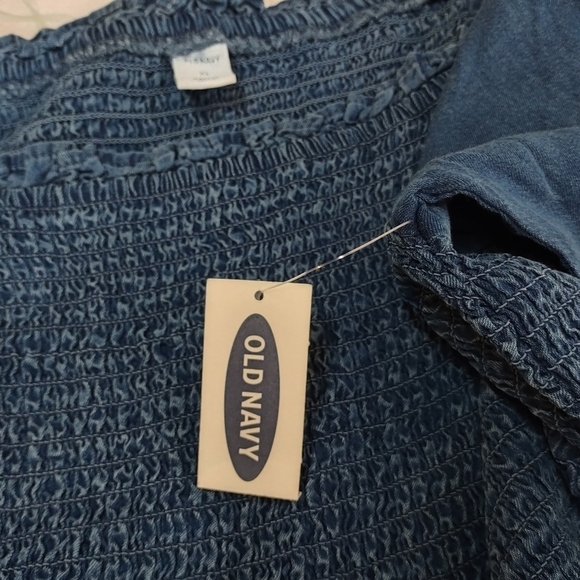 Old Navy Women's Blue Square Neck Smocked Bodice Blouse Size X-large NWT - Picture 10 of 11